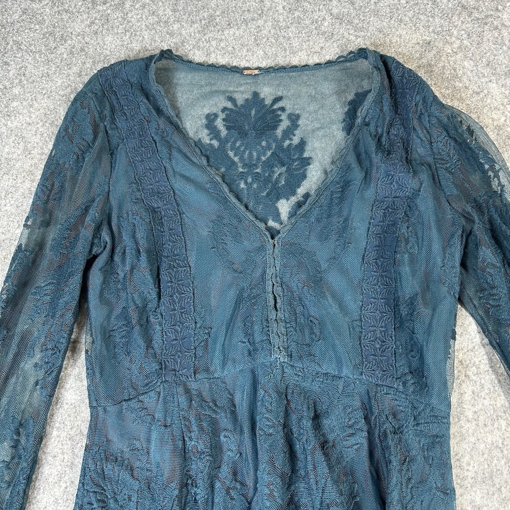 Free People Reign Over Me Lace Dress Teal sz 6 ASO Elena Gilbert Vampire Diaries - Picture 4 of 11